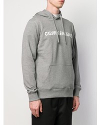 grauer bedruckter Pullover mit einem Kapuze von Calvin Klein Jeans