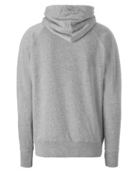 grauer bedruckter Pullover mit einem Kapuze von Logoshirt