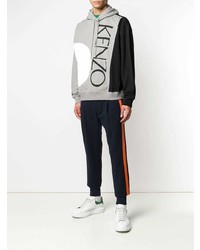 grauer bedruckter Pullover mit einem Kapuze von Kenzo