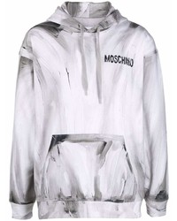grauer bedruckter Pullover mit einem Kapuze von Moschino