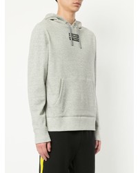 grauer bedruckter Pullover mit einem Kapuze von Makavelic