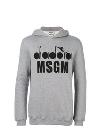 grauer bedruckter Pullover mit einem Kapuze von MSGM
