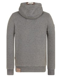 grauer bedruckter Pullover mit einem Kapuze von Naketano