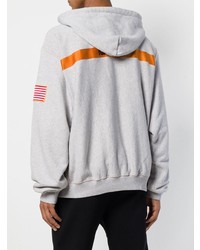 grauer bedruckter Pullover mit einem Kapuze von Heron Preston