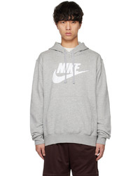 grauer bedruckter Pullover mit einem Kapuze von Nike