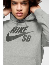 grauer bedruckter Pullover mit einem Kapuze von Nike SB