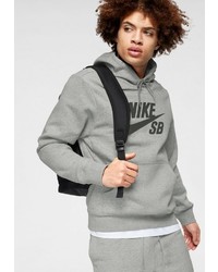 grauer bedruckter Pullover mit einem Kapuze von Nike SB