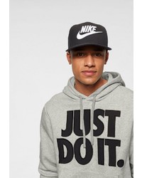 grauer bedruckter Pullover mit einem Kapuze von Nike Sportswear