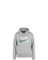 grauer bedruckter Pullover mit einem Kapuze von Nike Sportswear