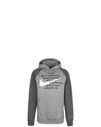 grauer bedruckter Pullover mit einem Kapuze von Nike Sportswear