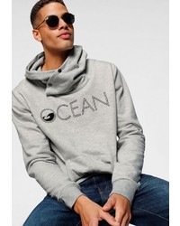 grauer bedruckter Pullover mit einem Kapuze von OCEAN SPORTSWEAR