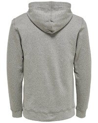 grauer bedruckter Pullover mit einem Kapuze von ONLY & SONS