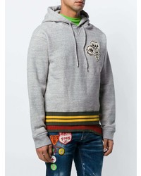 grauer bedruckter Pullover mit einem Kapuze von DSQUARED2