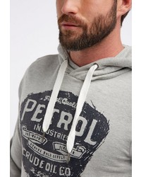 grauer bedruckter Pullover mit einem Kapuze von Petrol Industries