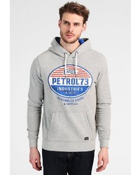 grauer bedruckter Pullover mit einem Kapuze von Petrol Industries