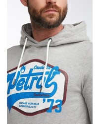 grauer bedruckter Pullover mit einem Kapuze von Petrol Industries