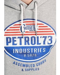 grauer bedruckter Pullover mit einem Kapuze von Petrol Industries