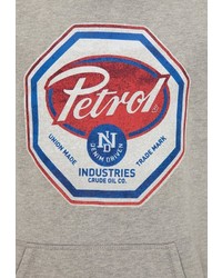 grauer bedruckter Pullover mit einem Kapuze von Petrol Industries