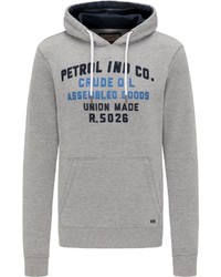 grauer bedruckter Pullover mit einem Kapuze von Petrol Industries