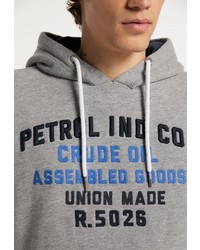 grauer bedruckter Pullover mit einem Kapuze von Petrol Industries