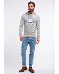 grauer bedruckter Pullover mit einem Kapuze von Petrol Industries