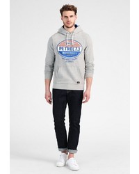 grauer bedruckter Pullover mit einem Kapuze von Petrol Industries