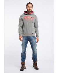 grauer bedruckter Pullover mit einem Kapuze von Petrol Industries