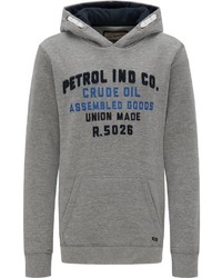 grauer bedruckter Pullover mit einem Kapuze von Petrol Industries