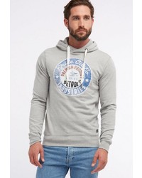 grauer bedruckter Pullover mit einem Kapuze von Petrol Industries