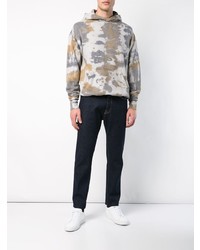 grauer bedruckter Pullover mit einem Kapuze von Rhude