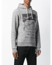 grauer bedruckter Pullover mit einem Kapuze von DSQUARED2