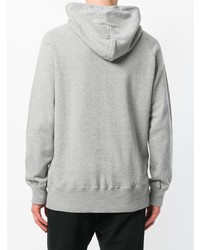 grauer bedruckter Pullover mit einem Kapuze von Sacai