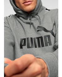 grauer bedruckter Pullover mit einem Kapuze von Puma