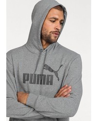 grauer bedruckter Pullover mit einem Kapuze von Puma