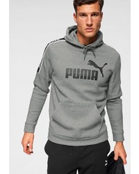 grauer bedruckter Pullover mit einem Kapuze von Puma