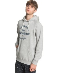 grauer bedruckter Pullover mit einem Kapuze von Quiksilver