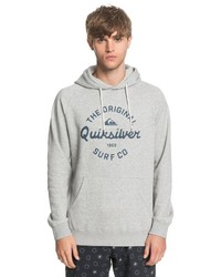 grauer bedruckter Pullover mit einem Kapuze von Quiksilver