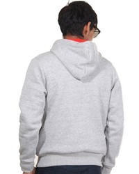grauer bedruckter Pullover mit einem Kapuze von R-NEAL