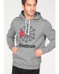 grauer bedruckter Pullover mit einem Kapuze von Reebok Classic