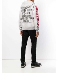 grauer bedruckter Pullover mit einem Kapuze von DSQUARED2