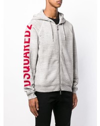 grauer bedruckter Pullover mit einem Kapuze von DSQUARED2