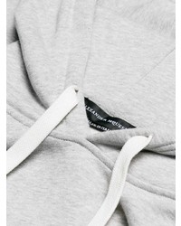 grauer bedruckter Pullover mit einem Kapuze von Alexander McQueen