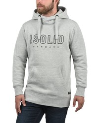 grauer bedruckter Pullover mit einem Kapuze von Solid