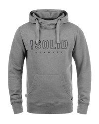 grauer bedruckter Pullover mit einem Kapuze von Solid