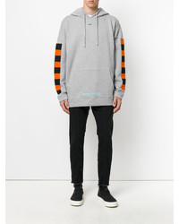 grauer bedruckter Pullover mit einem Kapuze von Off-White