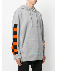 grauer bedruckter Pullover mit einem Kapuze von Off-White