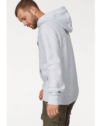 grauer bedruckter Pullover mit einem Kapuze von Superdry