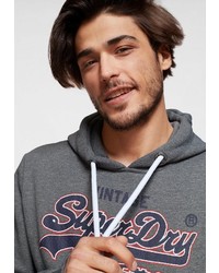 grauer bedruckter Pullover mit einem Kapuze von Superdry