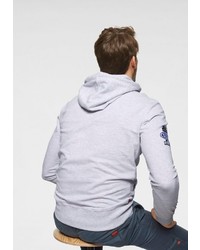 grauer bedruckter Pullover mit einem Kapuze von Superdry