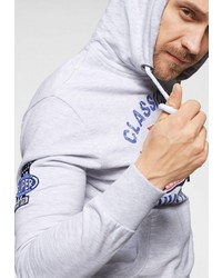 grauer bedruckter Pullover mit einem Kapuze von Superdry